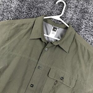 The North Face Shirt Mens Large Green Check Short Sleeve Button Up Hiking Casual